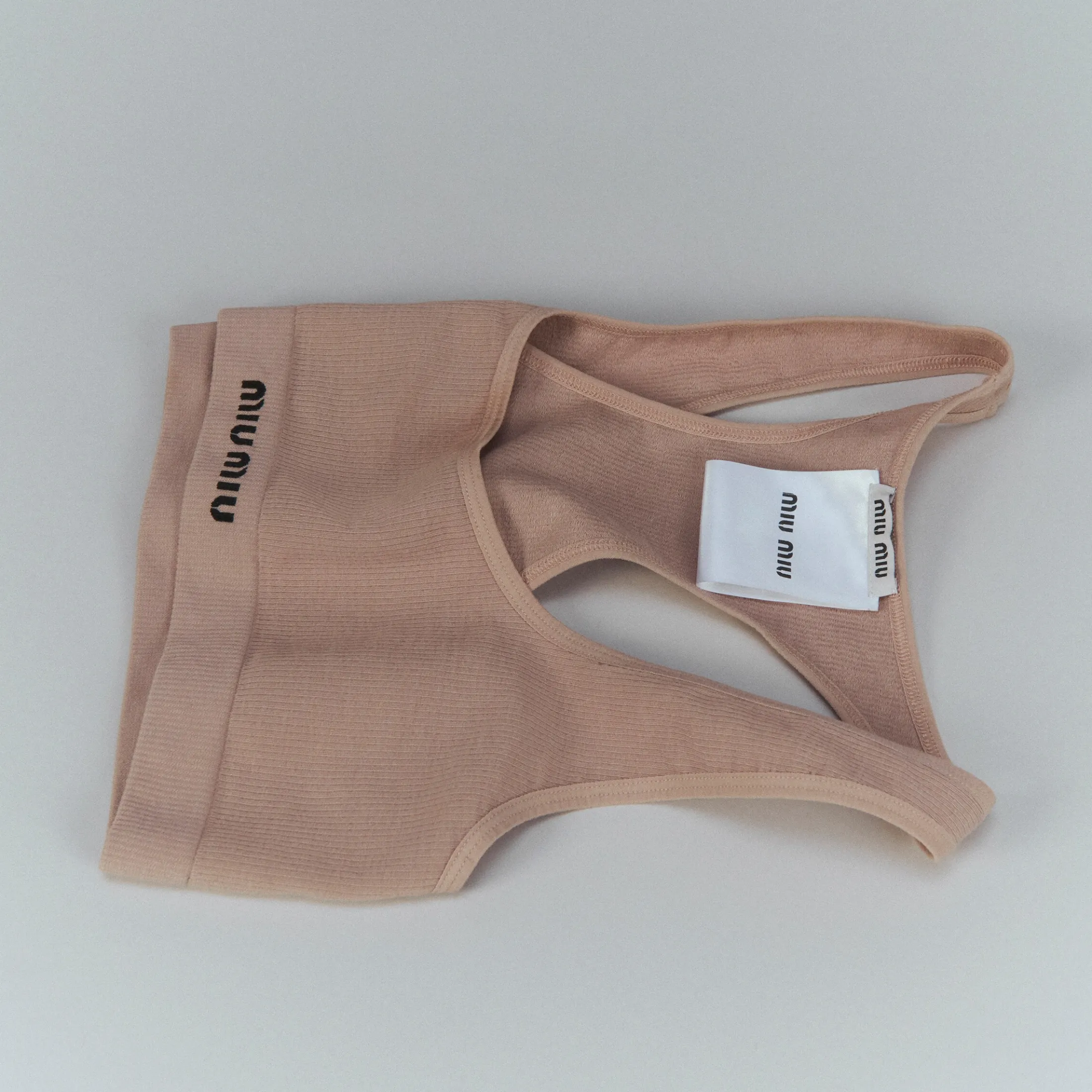 Nude Beige Seamless Racerback Top | Miu Miu