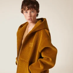 Ochre Corduroy Hoodie Jacket | Miu Miu