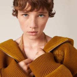 Ochre Corduroy Hoodie Jacket | Miu Miu