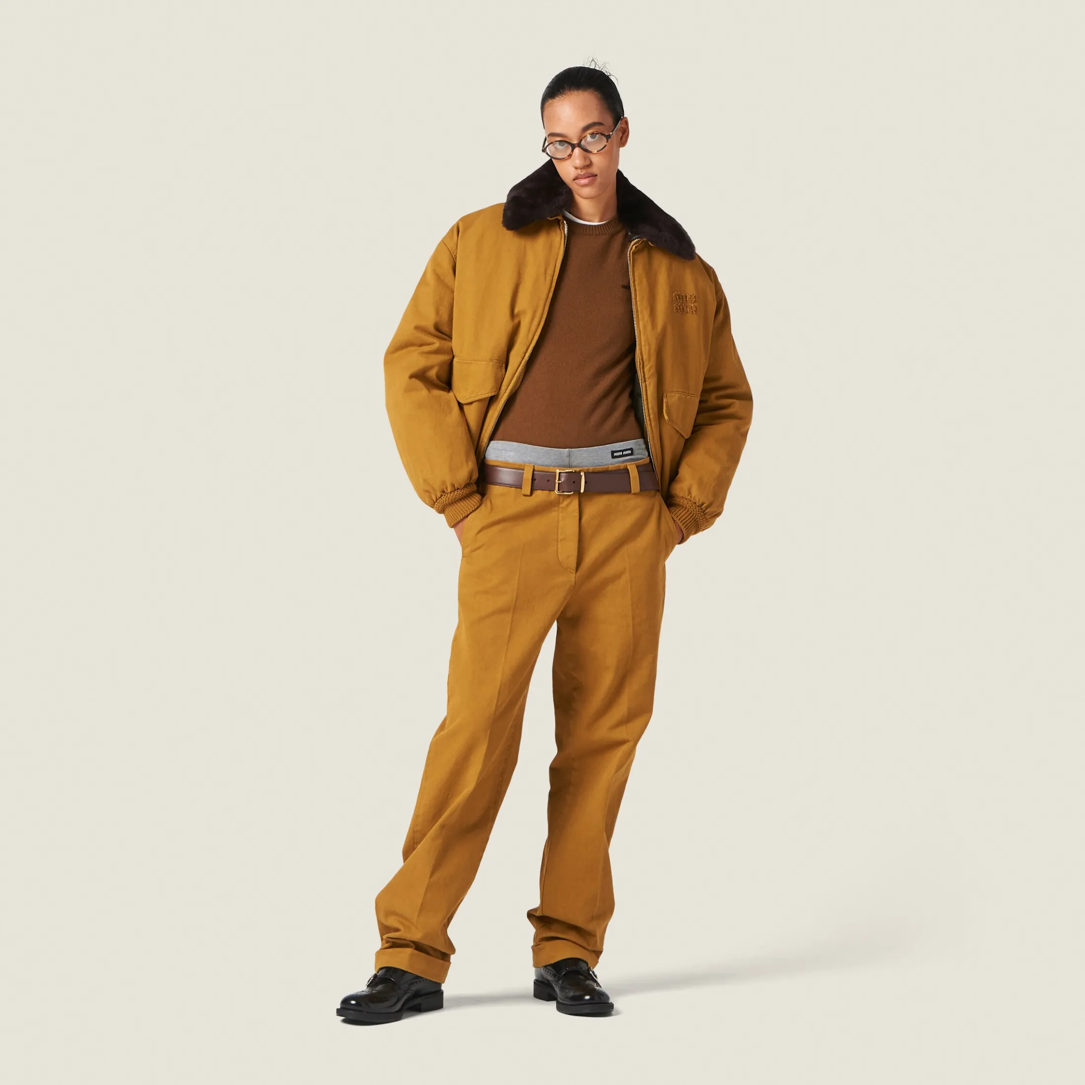 Ochre Gabardine Pants | Miu Miu