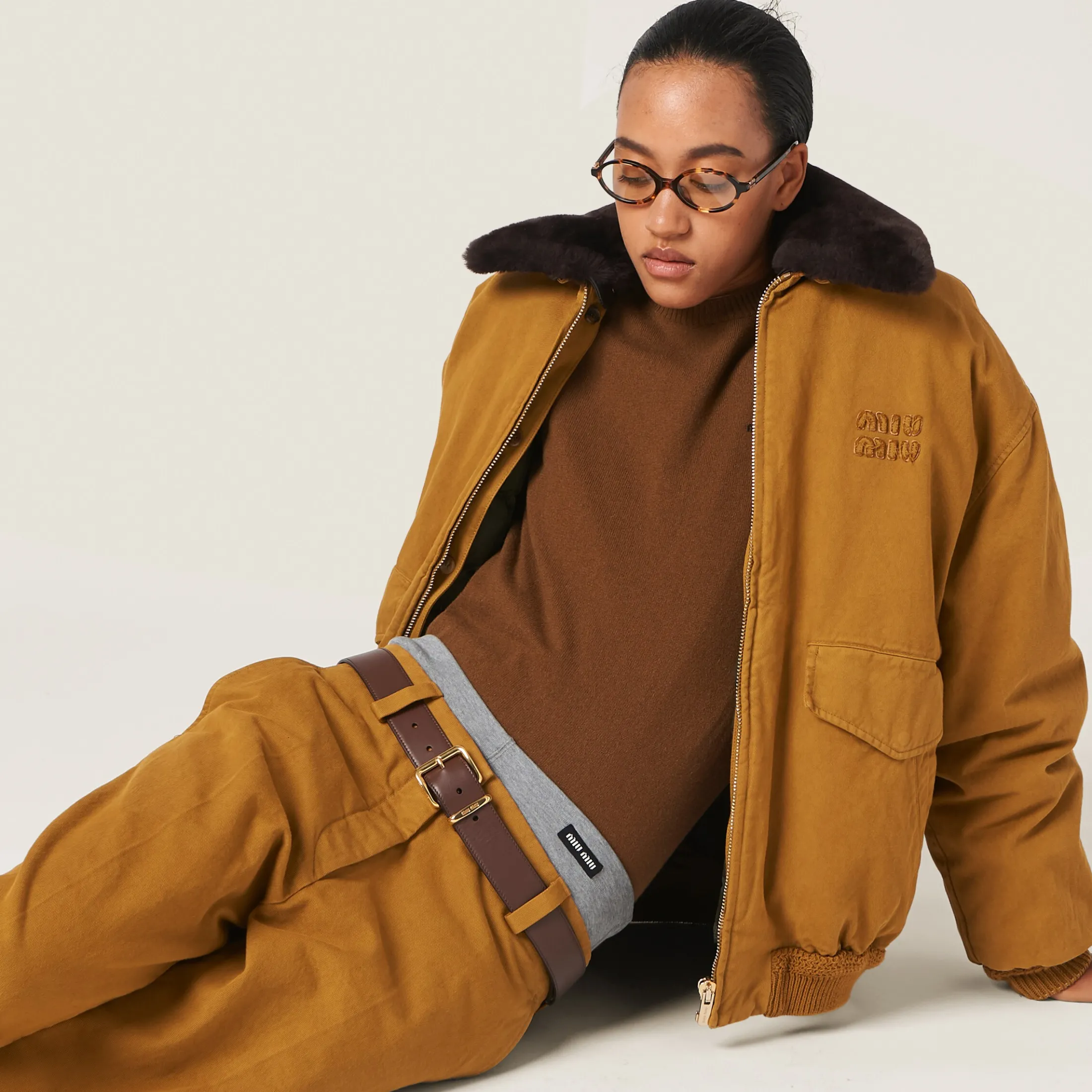 Ochre Gabardine Pants | Miu Miu