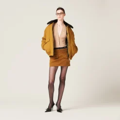 Ochre Garment-dyed Gabardine Miniskirt | Miu Miu