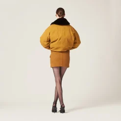 Ochre Garment-dyed Gabardine Miniskirt | Miu Miu