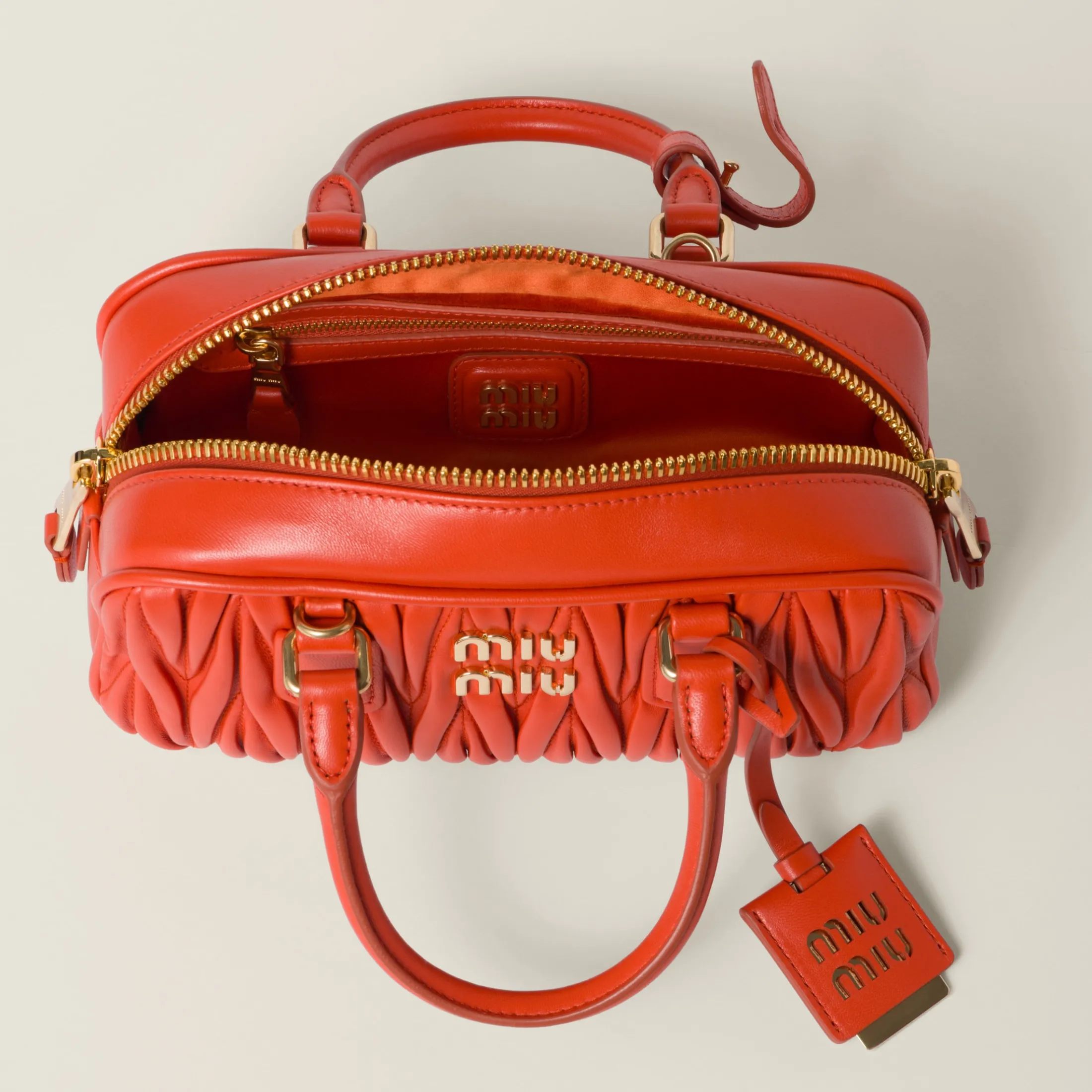 Orange Arcadie Matelassé Nappa Leather Bag | Miu Miu