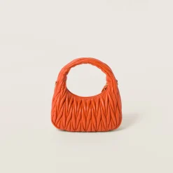 Orange Wander Matelassé Nappa Leather Hobo Bag | Miu Miu