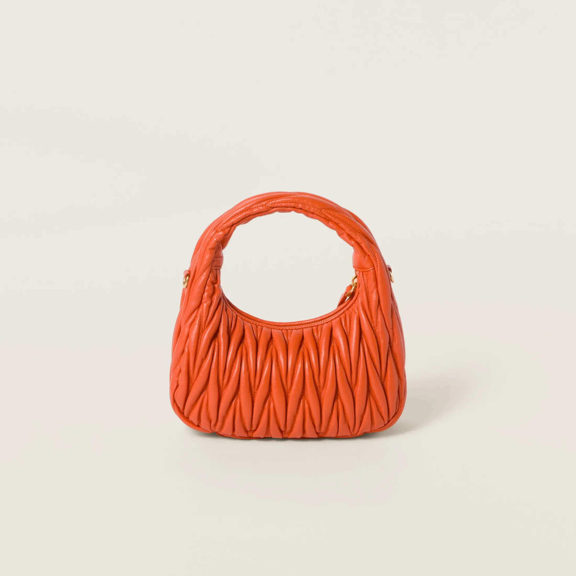 Orange Wander Matelassé Nappa Leather Hobo Bag | Miu Miu