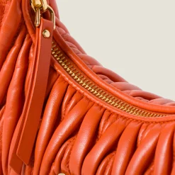 Orange Wander Matelassé Nappa Leather Hobo Bag | Miu Miu