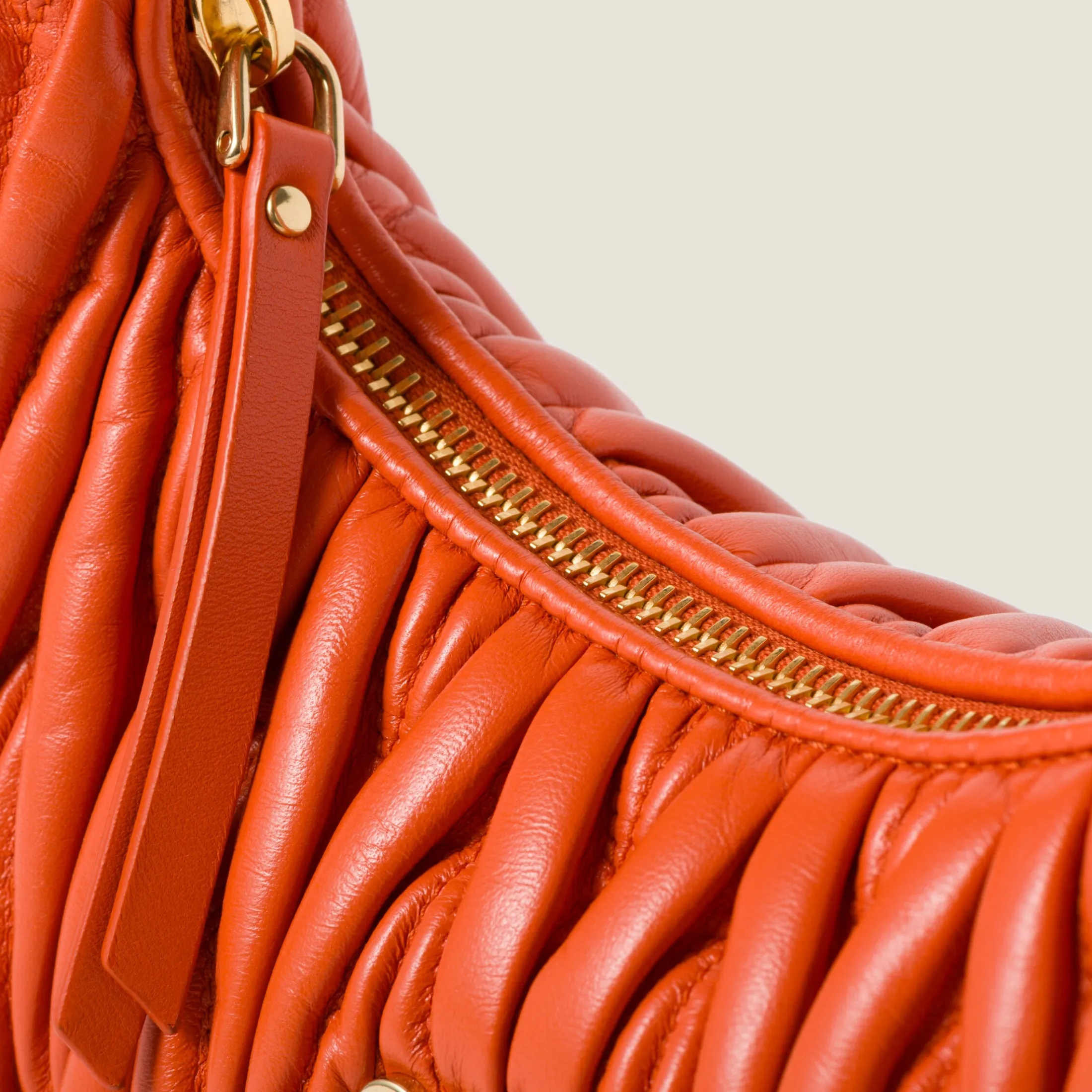 Orange Wander Matelassé Nappa Leather Hobo Bag | Miu Miu