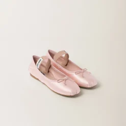 Orchid Pink Satin Ballerinas | Miu Miu