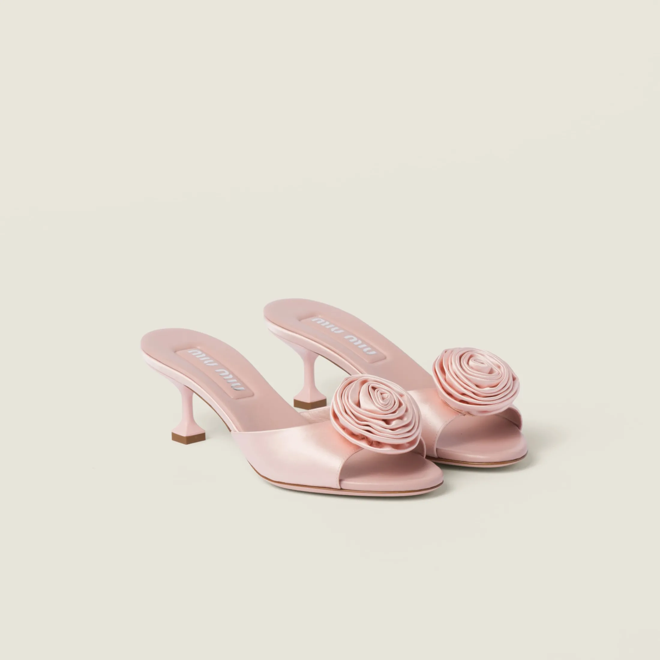 Orchid Pink Satin Slides | Miu Miu