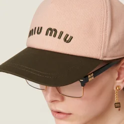 Orchid Pink/military Drill Baseball Cap | Miu Miu