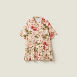 Peach Printed Silk Mini-dress | Miu Miu