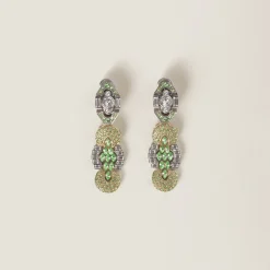 Peridot Metal Earrings With Crystals | Miu Miu