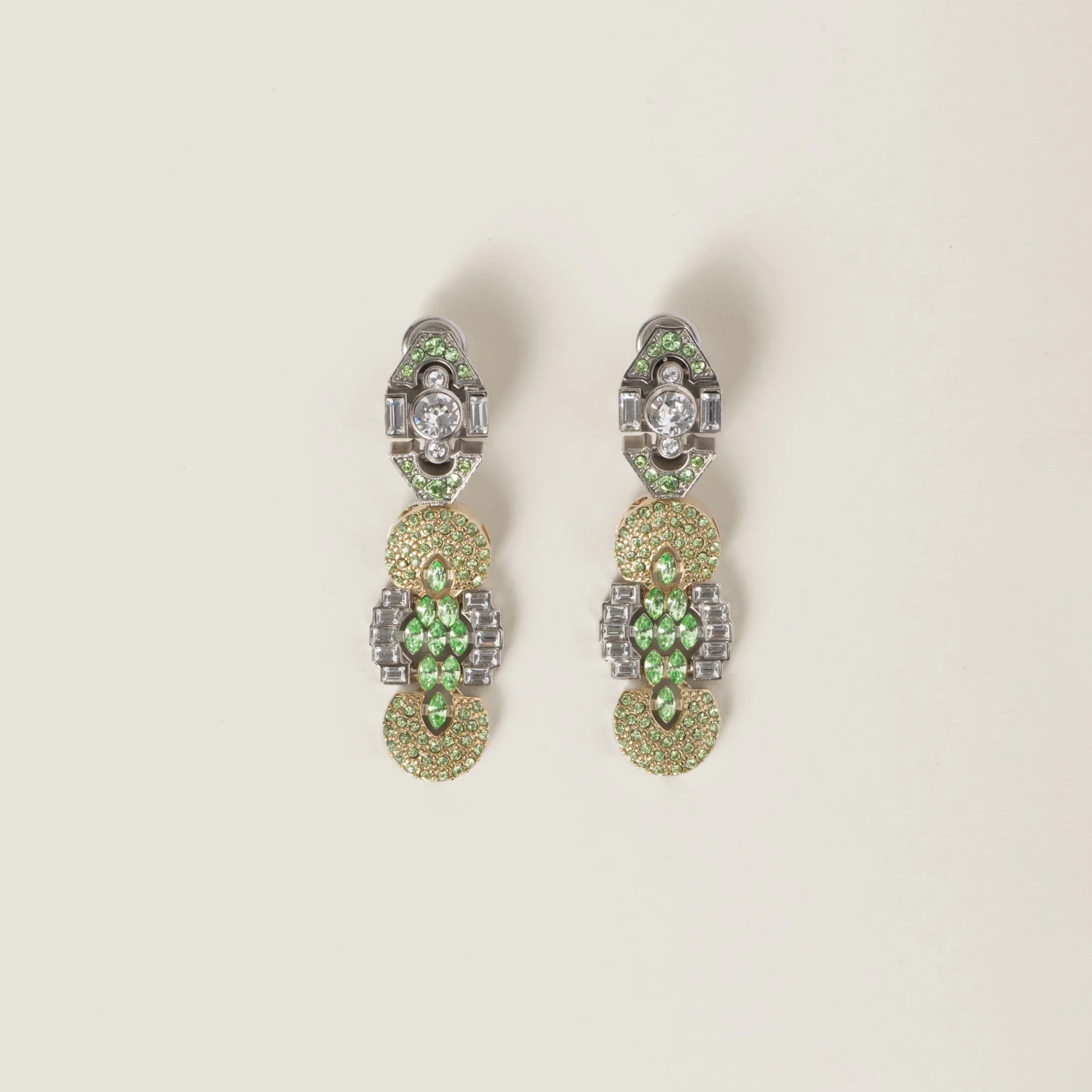 Peridot Metal Earrings With Crystals | Miu Miu