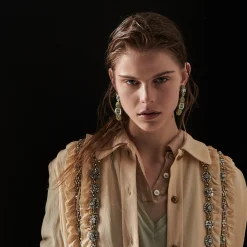 Peridot Metal Earrings With Crystals | Miu Miu