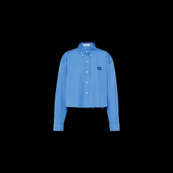 Periwinkle Blue Cropped Poplin Shirt | Miu Miu