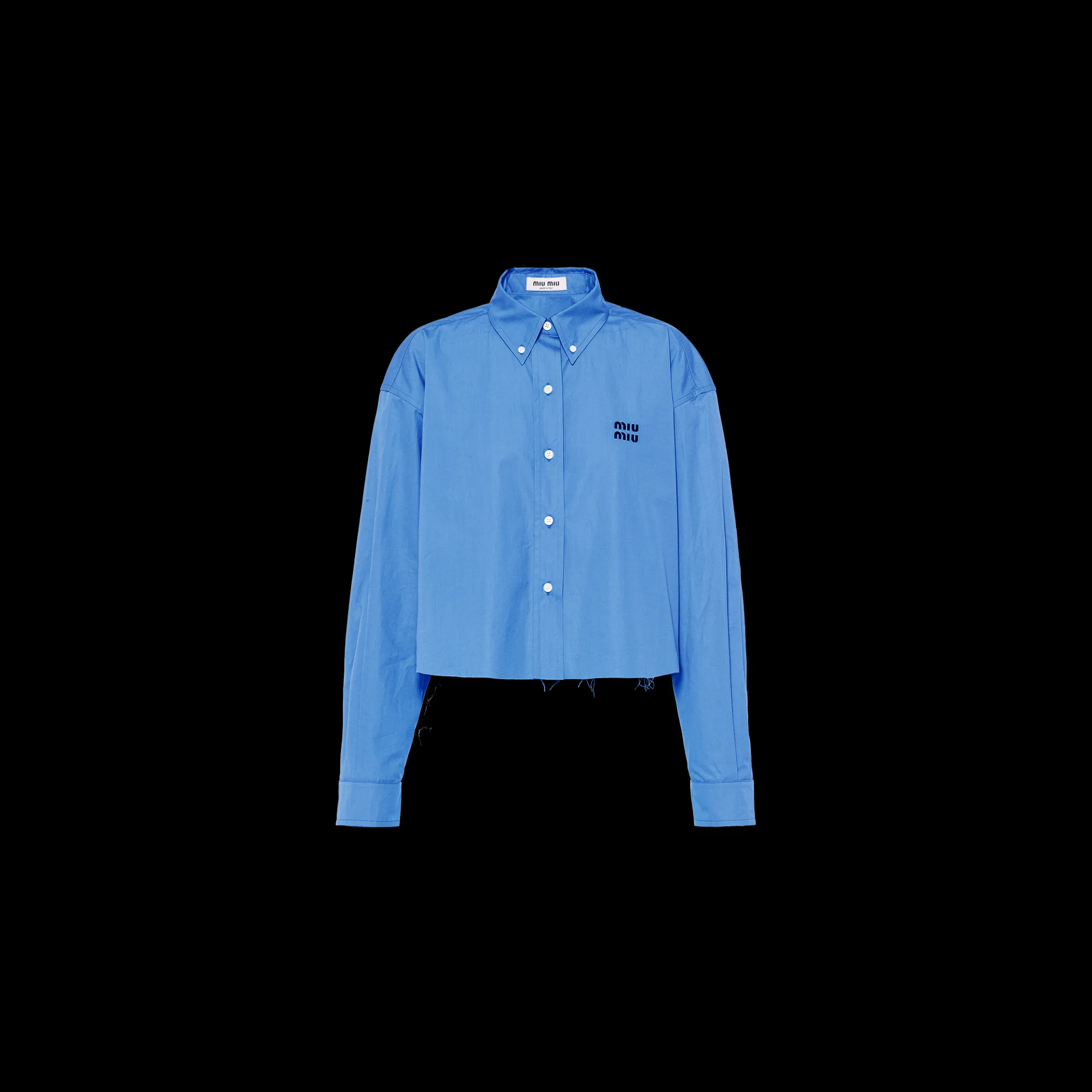Periwinkle Blue Cropped Poplin Shirt | Miu Miu