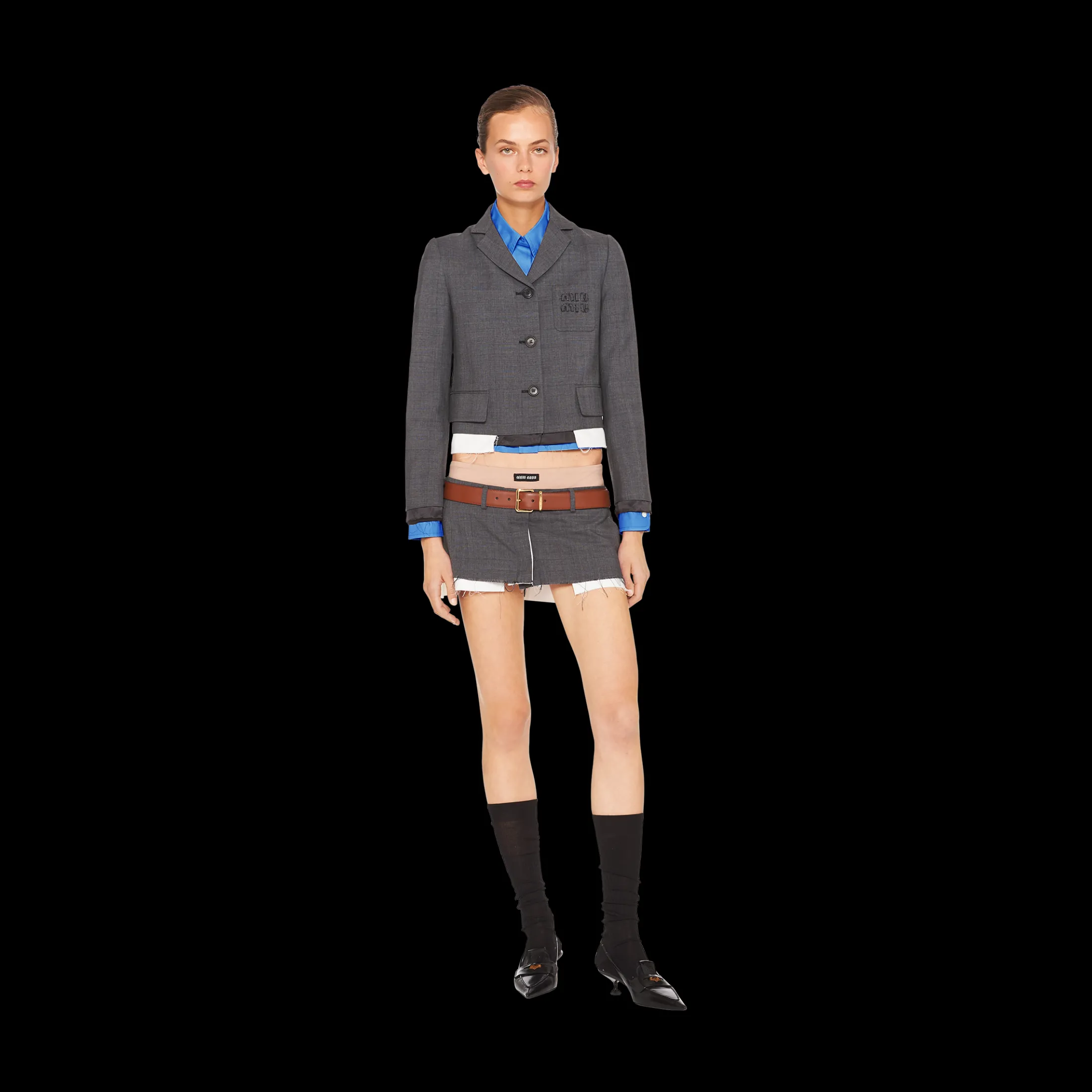 Periwinkle Blue Cropped Poplin Shirt | Miu Miu