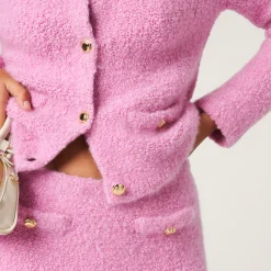 Pink Cashmere And Silk Knit Cardigan | Miu Miu