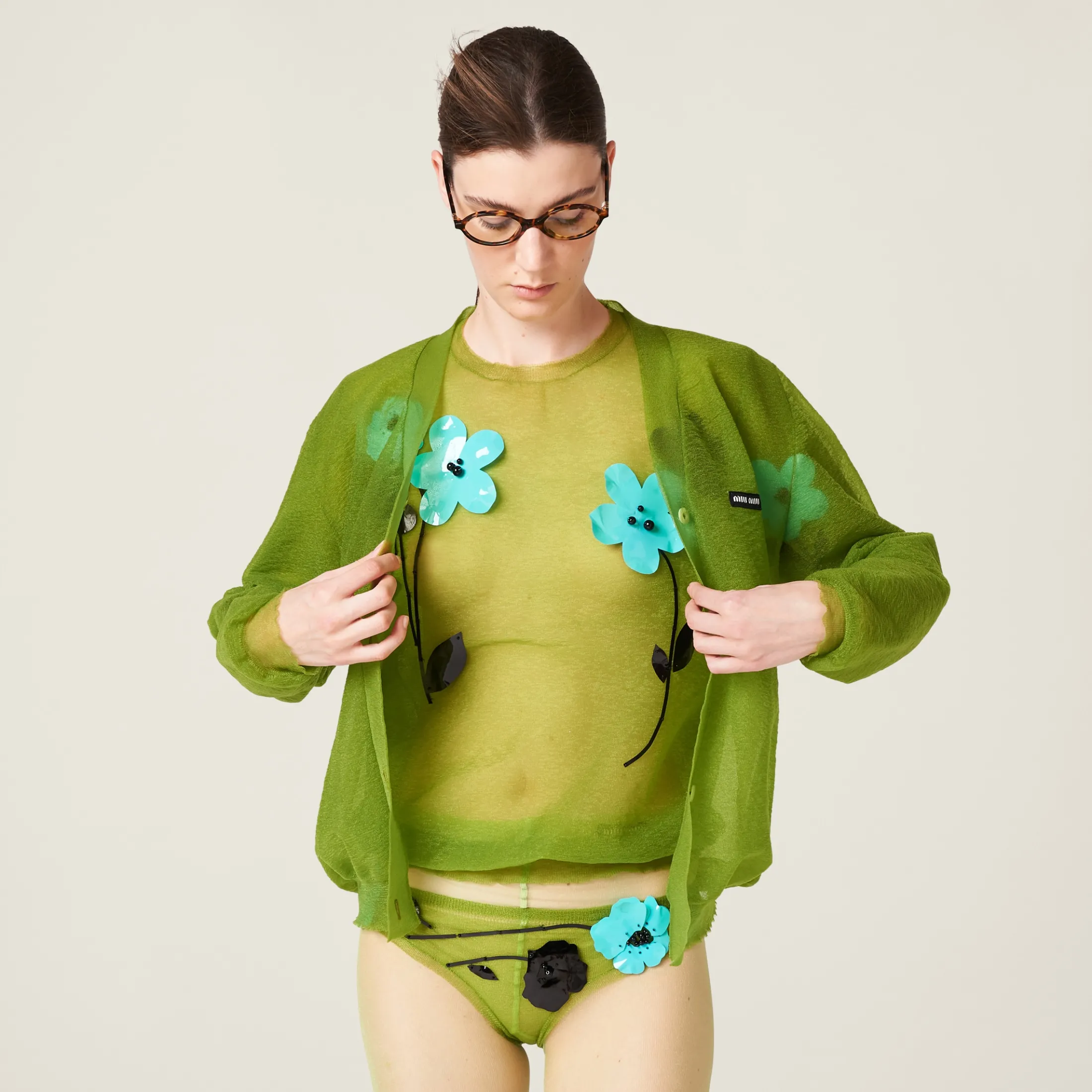 Pistachio Green Nylon Sweater | Miu Miu