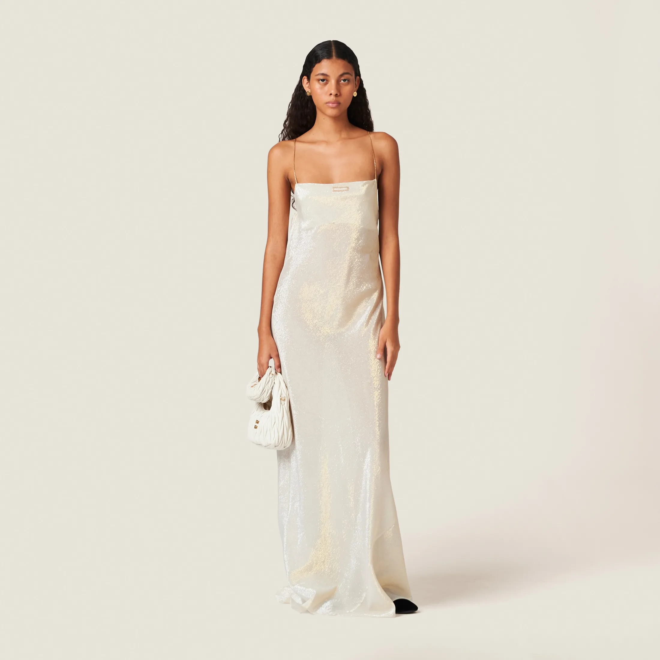 Platinum Long Mesh Dress | Miu Miu
