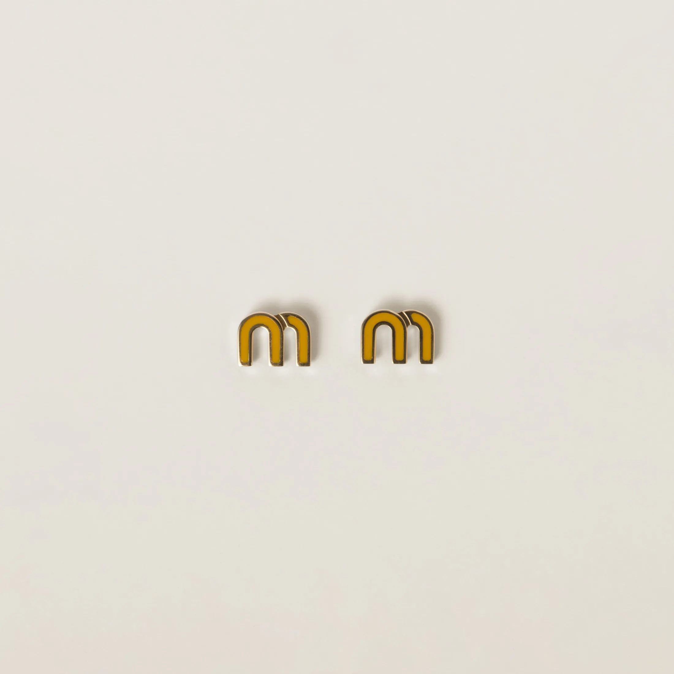 Pomegranate Yellow Enameled Metal Earrings | Miu Miu
