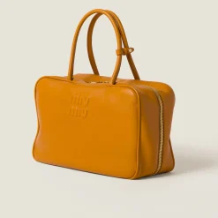 Pomegranate Yellow Leather Top-handle Bag | Miu Miu