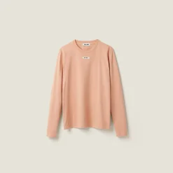 Powder Pink Cotton T-shirt | Miu Miu