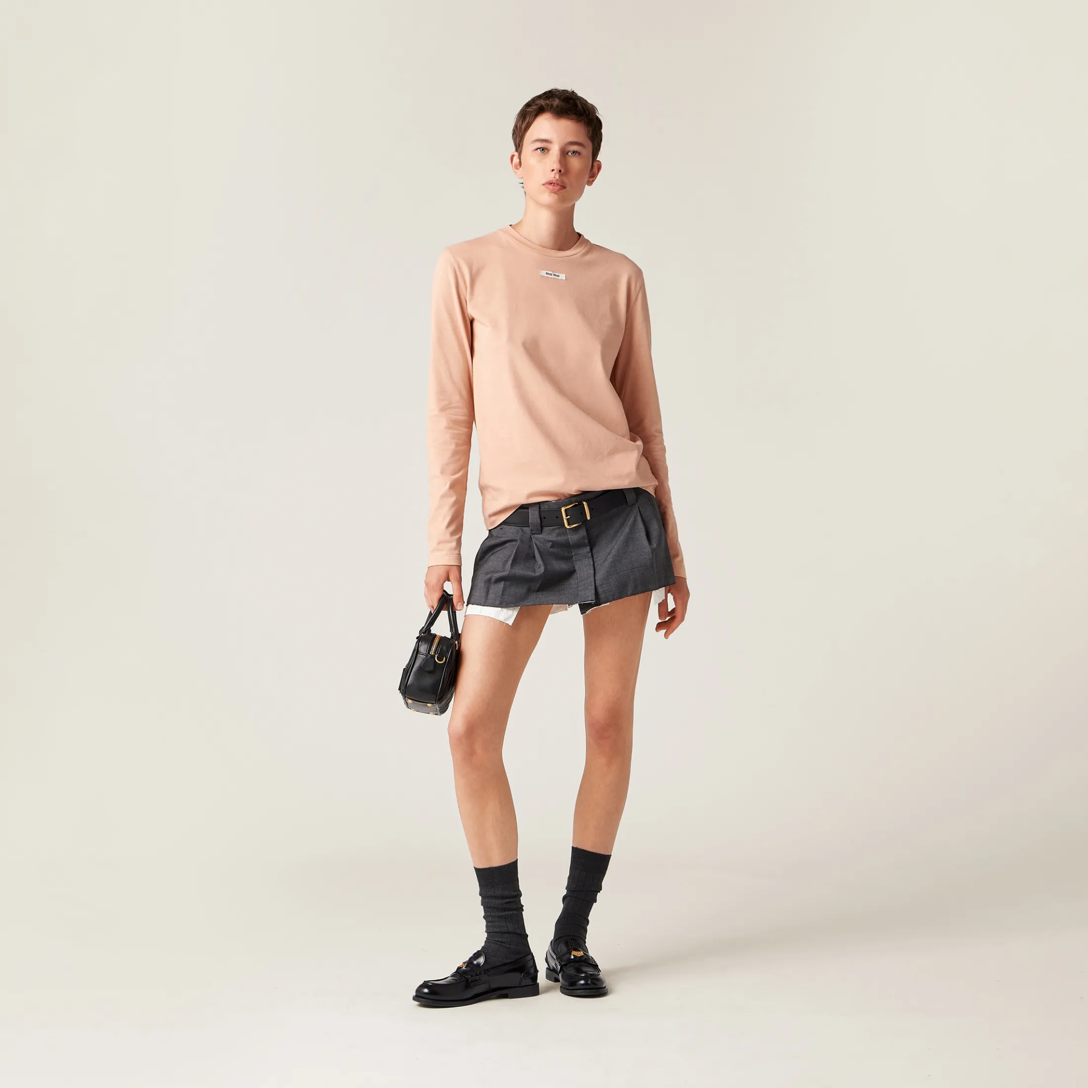 Powder Pink Cotton T-shirt | Miu Miu