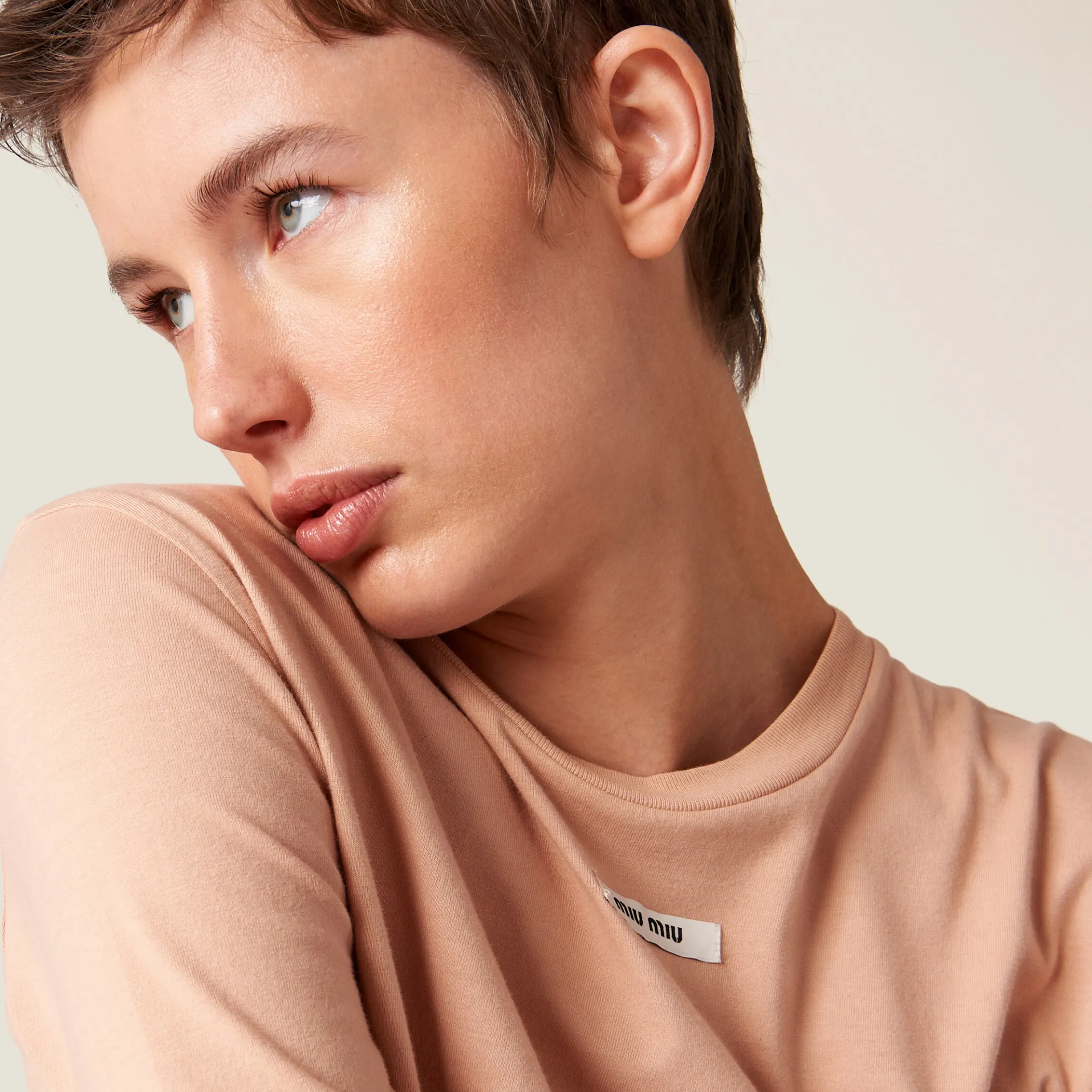 Powder Pink Cotton T-shirt | Miu Miu