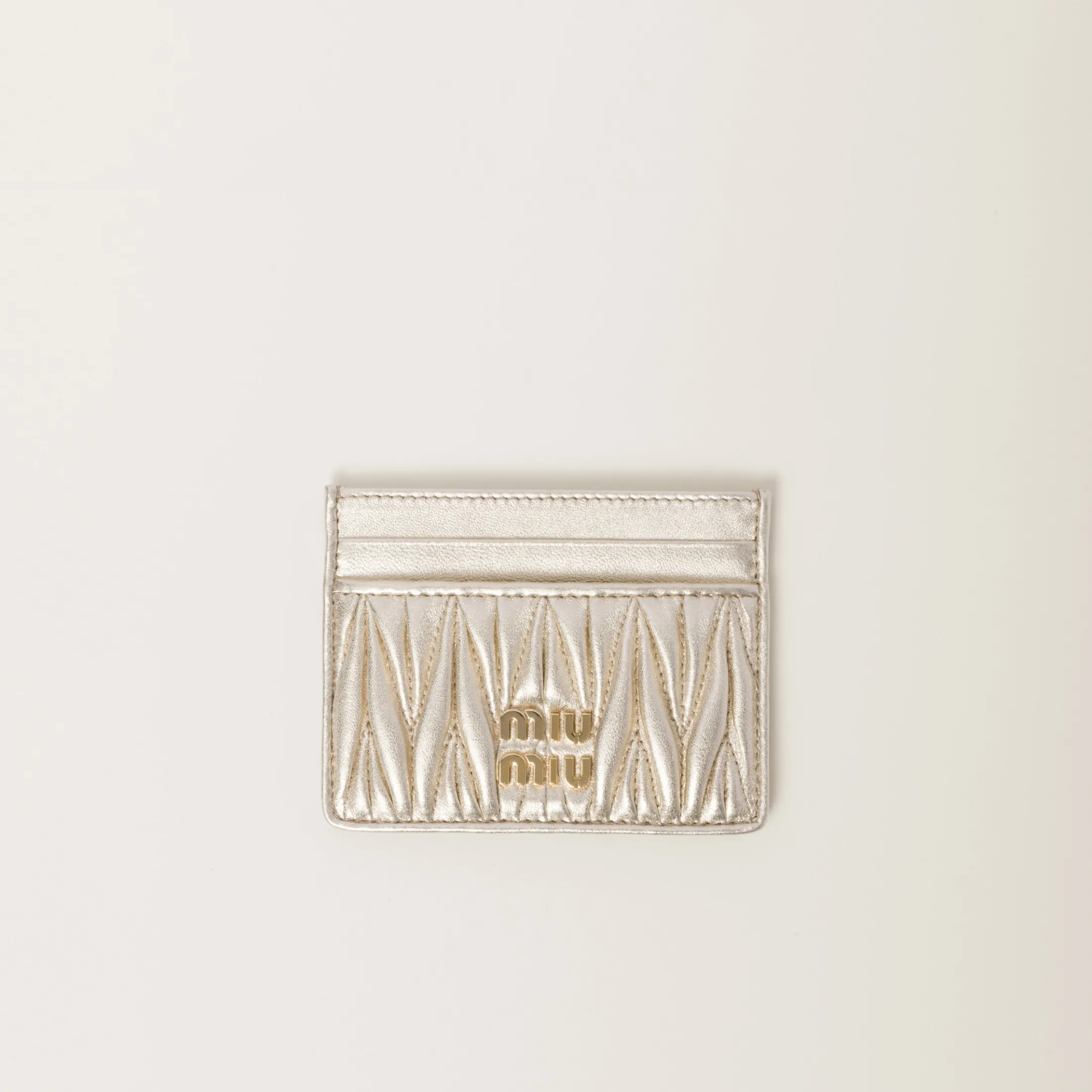 Pyrite Matelassé Nappa Leather Card Holder | Miu Miu