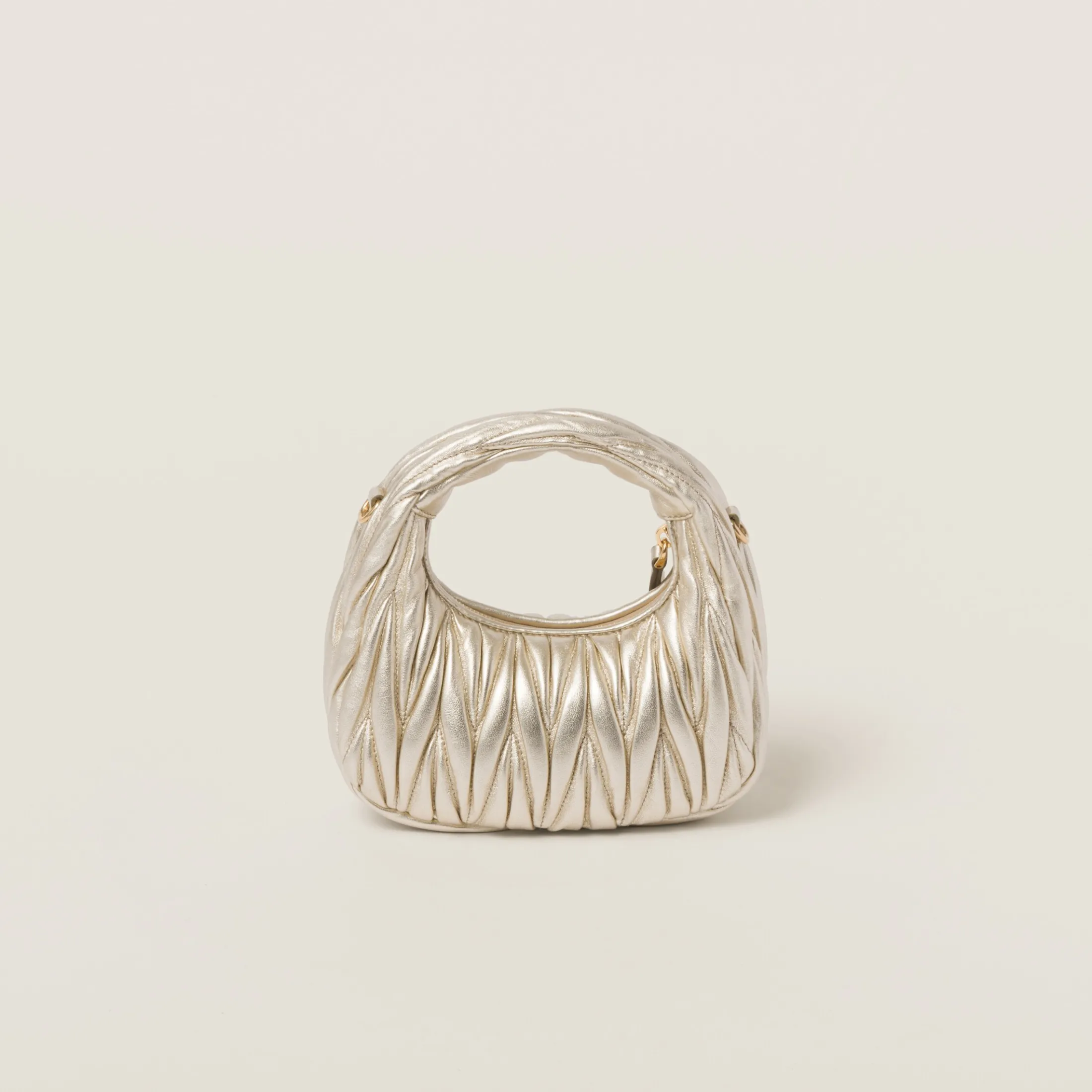 Pyrite Wander Matelassé Nappa Leather Hobo Mini-bag | Miu Miu