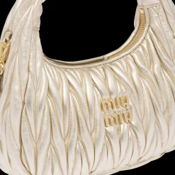 Pyrite Wander Matelassé Nappa Leather Hobo Bag | Miu Miu