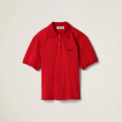 Red Cotton Piqué Polo Shirt | Miu Miu