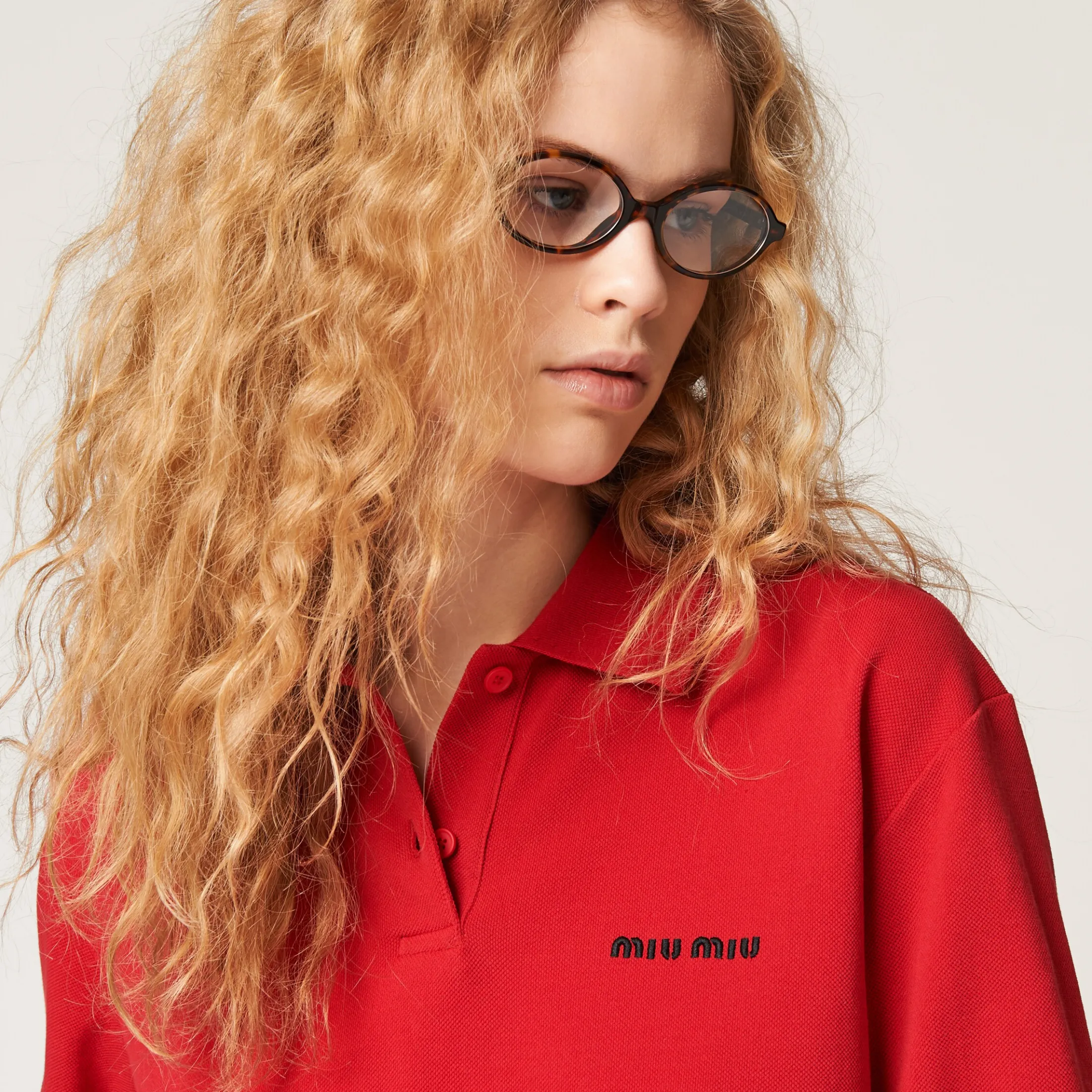 Red Cotton Piqué Polo Shirt | Miu Miu