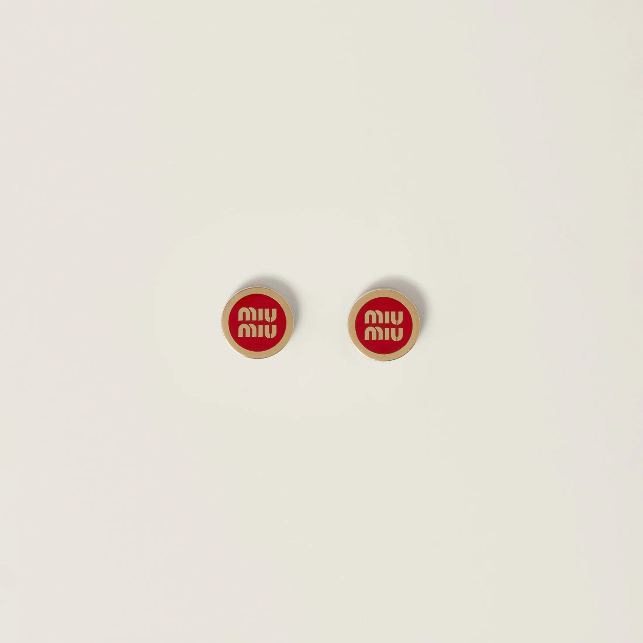Red Enameled Metal Earrings | Miu Miu