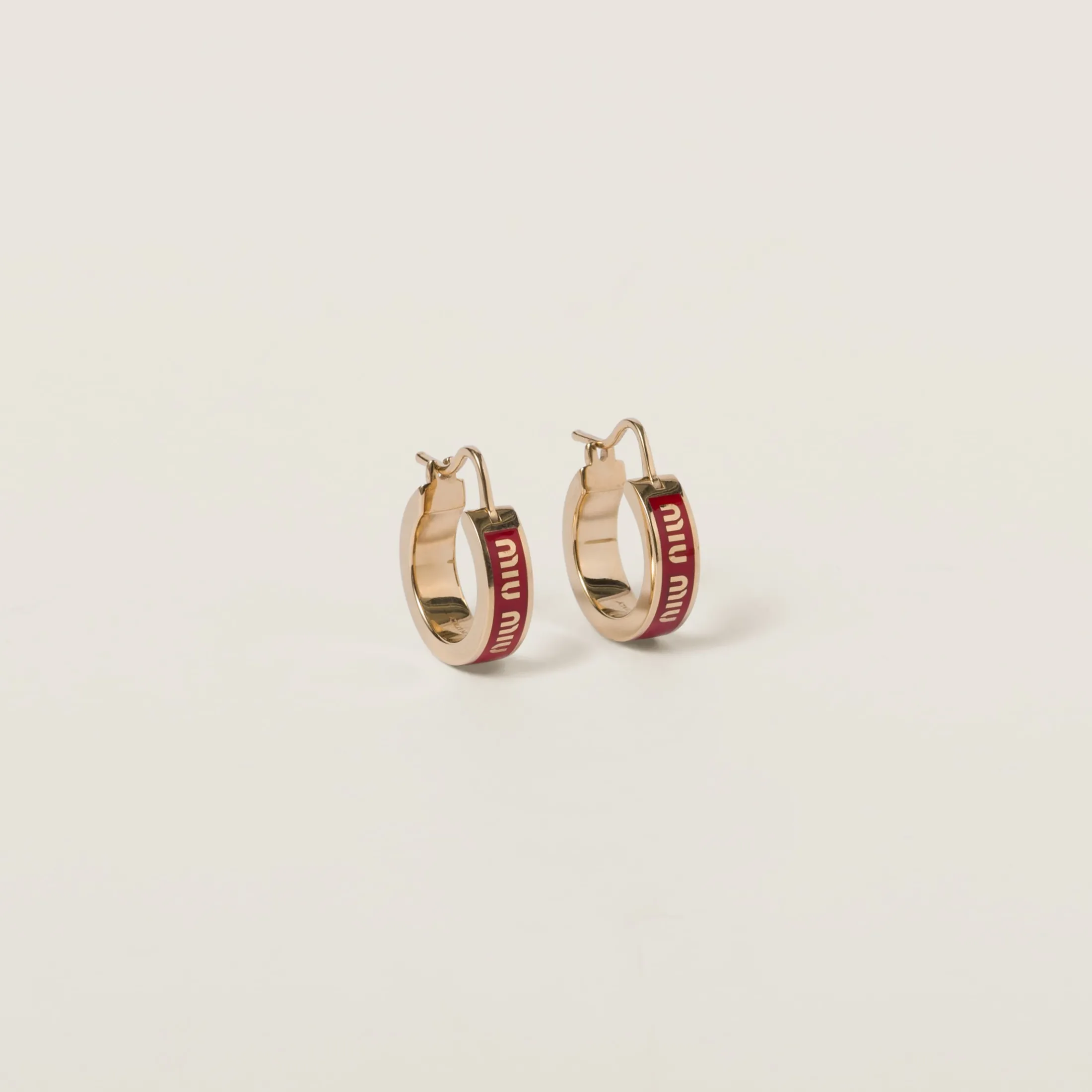 Red Enameled Metal Earrings | Miu Miu