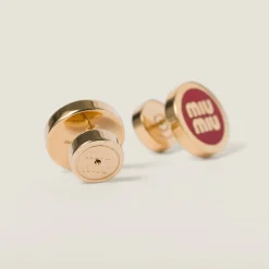 Red Enameled Metal Earrings | Miu Miu