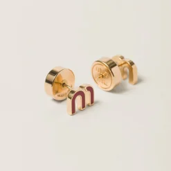 Red Enameled Metal Earrings | Miu Miu