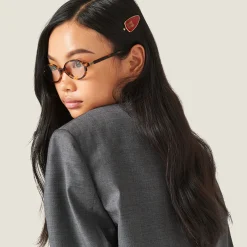 Red Enameled Metal Hair Clip | Miu Miu