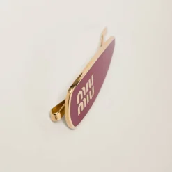 Red Enameled Metal Hair Clip | Miu Miu