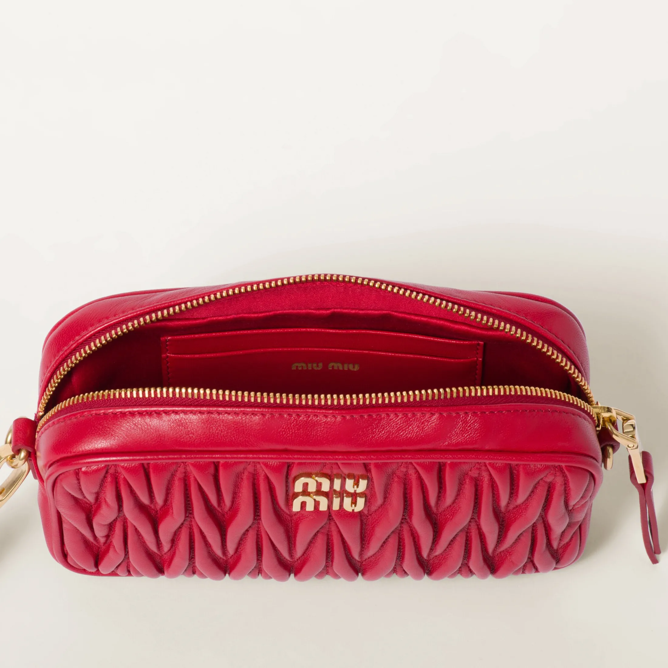 Red Matelassé Nappa Leather Pouch | Miu Miu