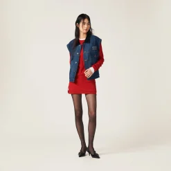 Red Ribbed Knit Jersey Dress | Miu Miu