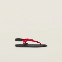 Red Riviere Cord And Leather Sandals | Miu Miu