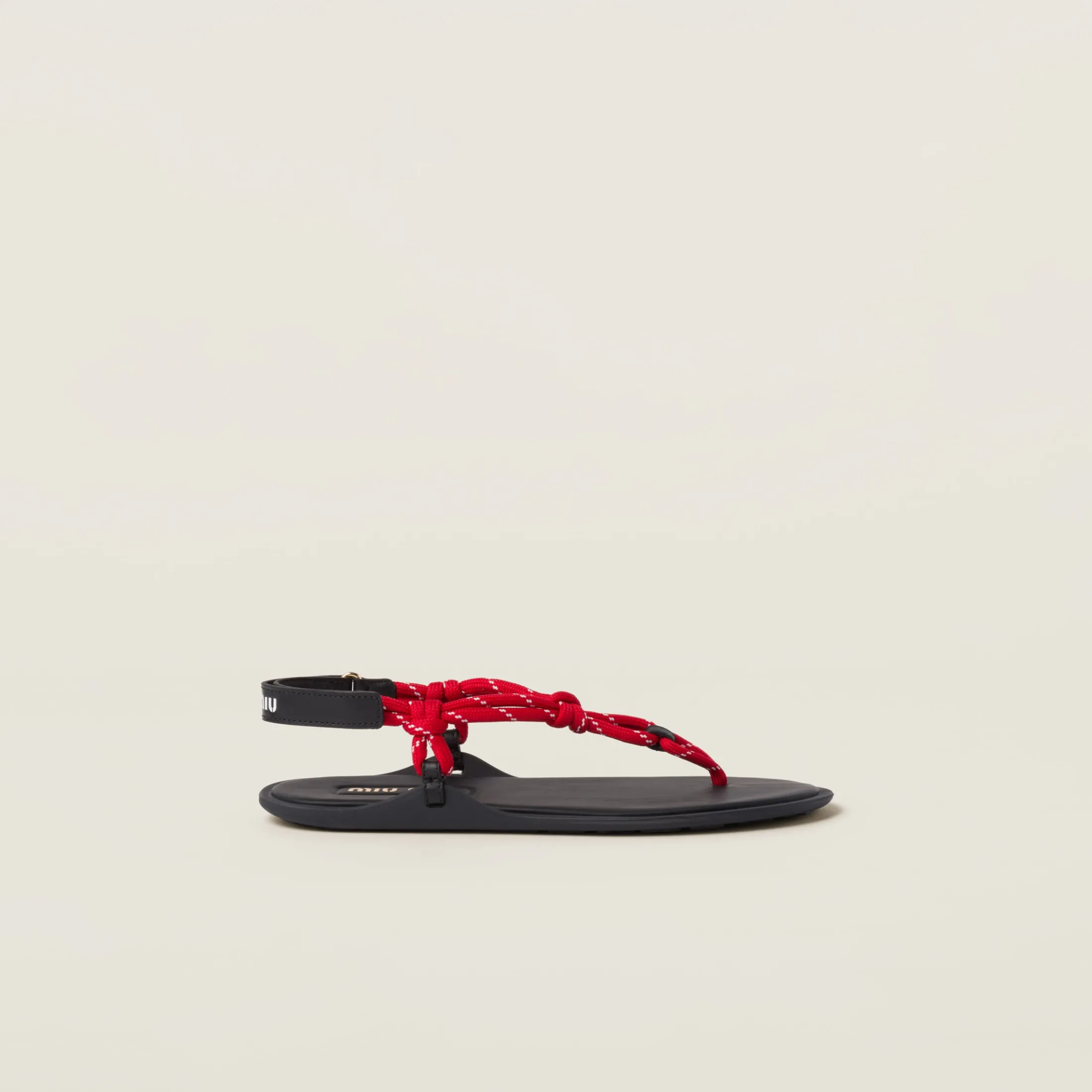 Red Riviere Cord And Leather Sandals | Miu Miu