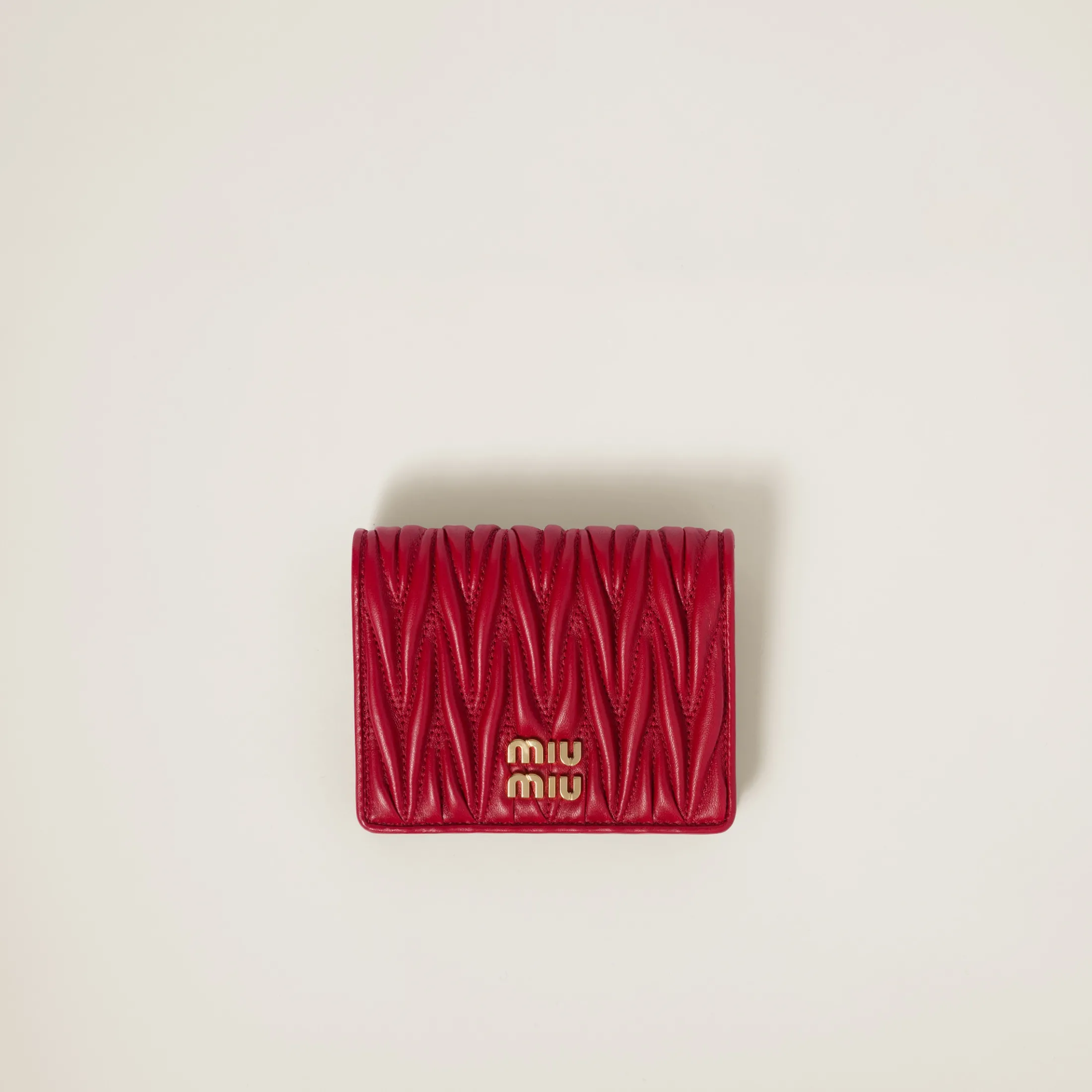 Red Small Matelassé Nappa Leather Wallet | Miu Miu