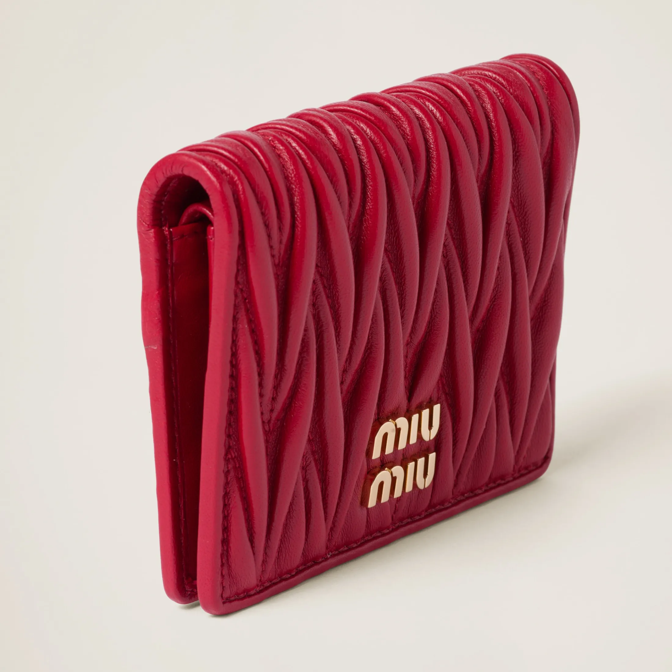 Red Small Matelassé Nappa Leather Wallet | Miu Miu