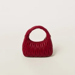 Red Wander Matelassé Nappa Leather Hobo Bag | Miu Miu