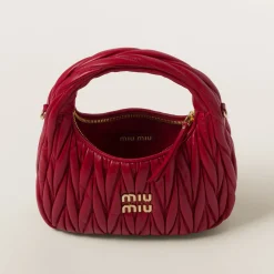 Red Wander Matelassé Nappa Leather Hobo Bag | Miu Miu