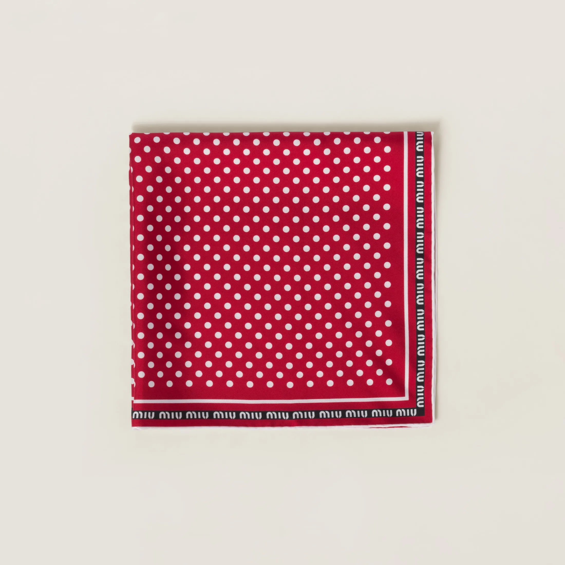 Red/black Printed Twill Scarf | Miu Miu